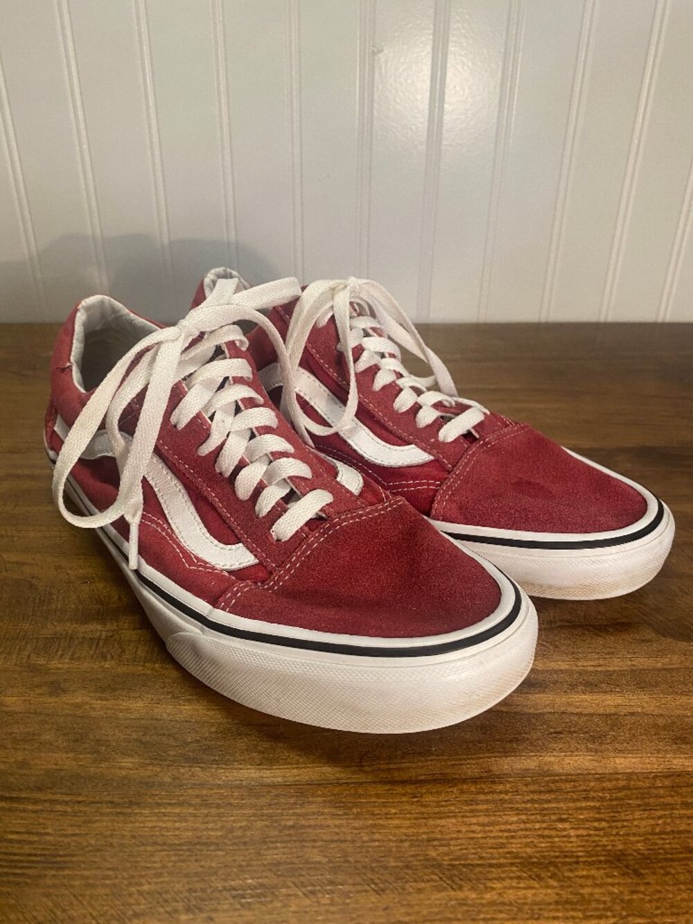 VANS - Burgundy Red Sneakers with White Trim - Size Mens 8.5 / Womens 10